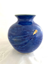 Load image into Gallery viewer, Blue Vase With Gold Teardrop