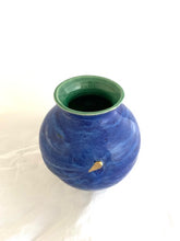 Load image into Gallery viewer, Blue Vase With Gold Teardrop
