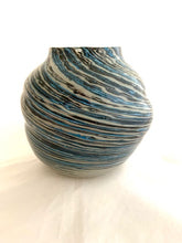 Load image into Gallery viewer, Black and Turquoise Swirled Vase