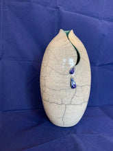Load image into Gallery viewer, White and Blue Raku Vase--&quot;The Last Drop of Water&quot;
