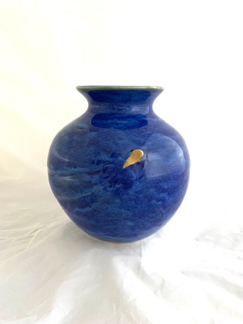 Blue Vase With Gold Teardrop