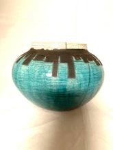 Load image into Gallery viewer, Small Turquoise Raku Vase
