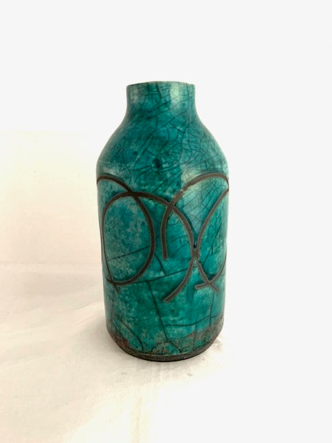 Turquoise Green Raku Vase