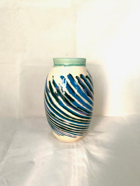 Blue and Lavender Swirled Vase