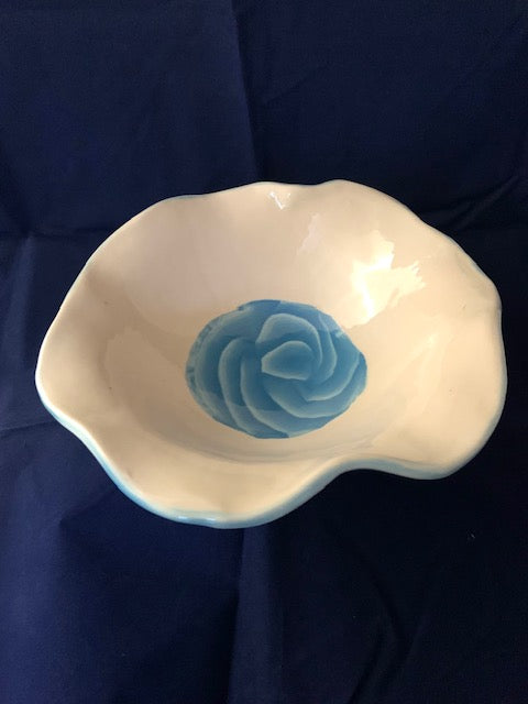 Porcelain Bowl With Blue Rose