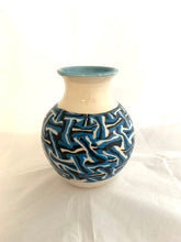 Load image into Gallery viewer, Porcelain Vase With Black, White and Turquoise Inlays
