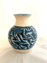 Load image into Gallery viewer, Porcelain Vase With Black, White and Turquoise Inlays
