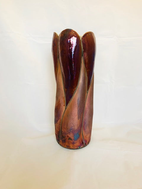 Tall Copper Raku Vase