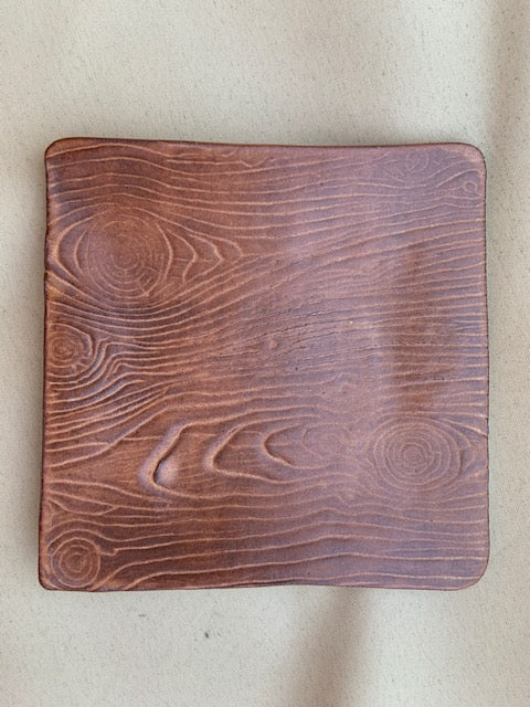Small Square Plate With Wood Texture
