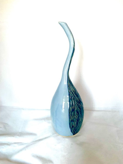 Tall Blue Ceramic Bird