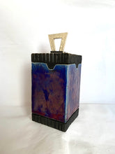 Load image into Gallery viewer, Raku Pet Urn in Cobalt Blue and Copper

