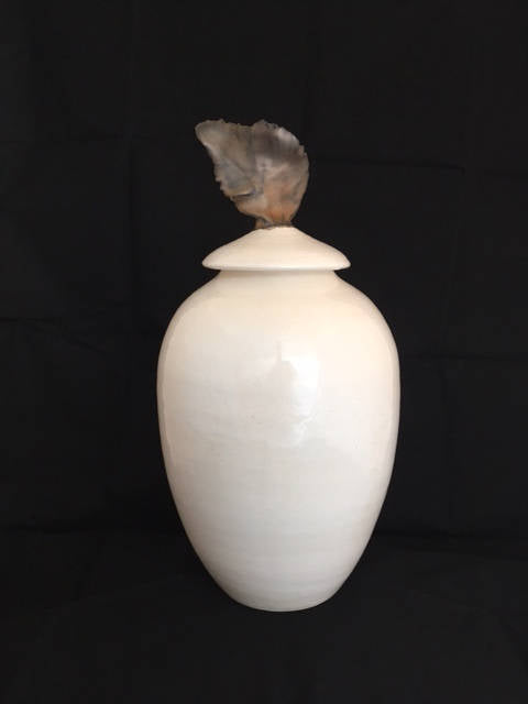 Urn in White and Gold--